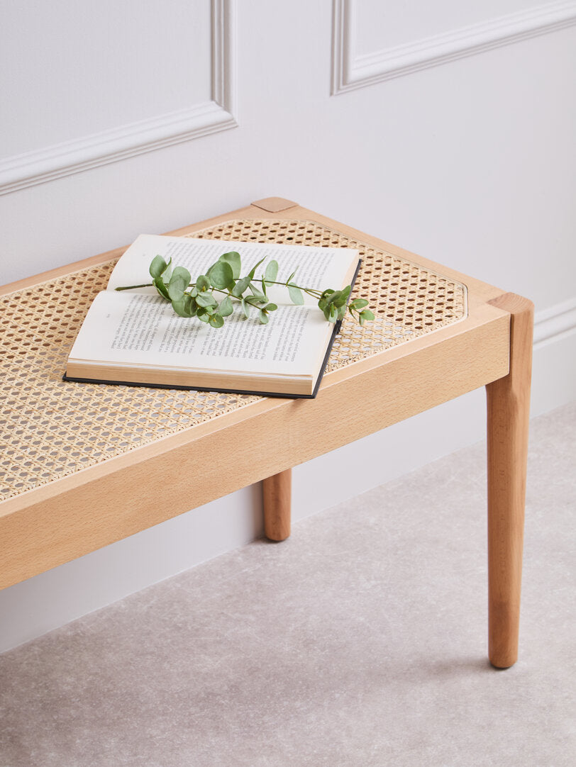 Pacific Natural Cane and Beech Wood Bench