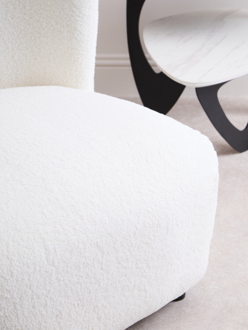 Aspen Ivory Boucle Effect Armless Lounge Chair