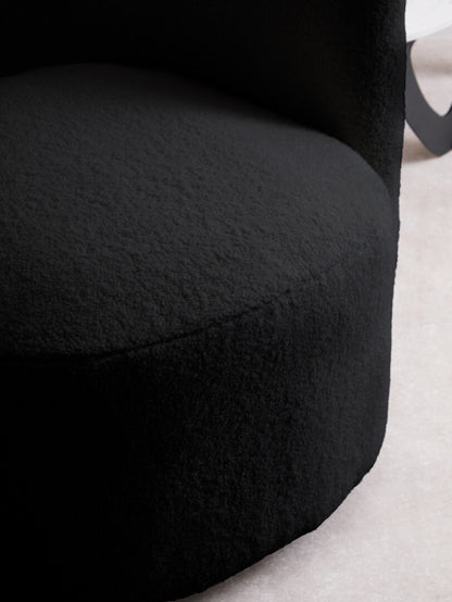 Aspen Black Boucle Effect Curved Lounge Chair With Swivel Base