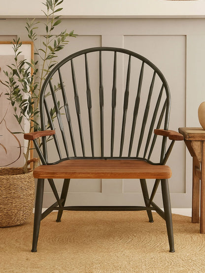 Nova Walnut Wood And Metal Armchair