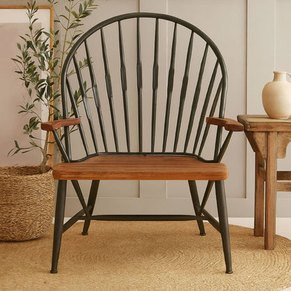 Nova Walnut Wood And Metal Armchair