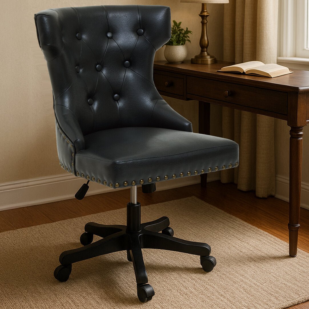 Exec Black Leather Effect Home Office Chair