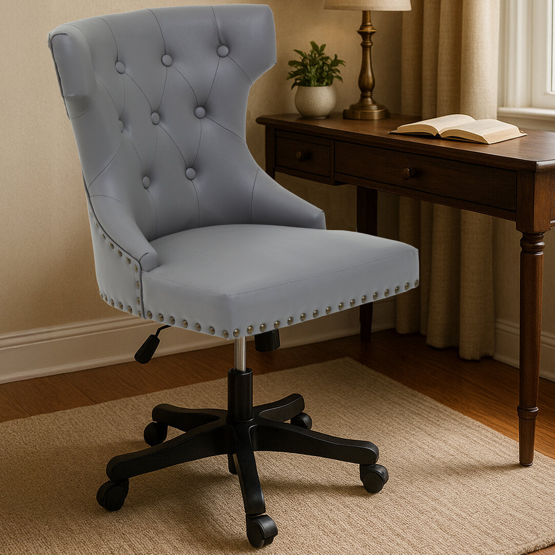 Exec Grey Leather Effect Home Office Chair