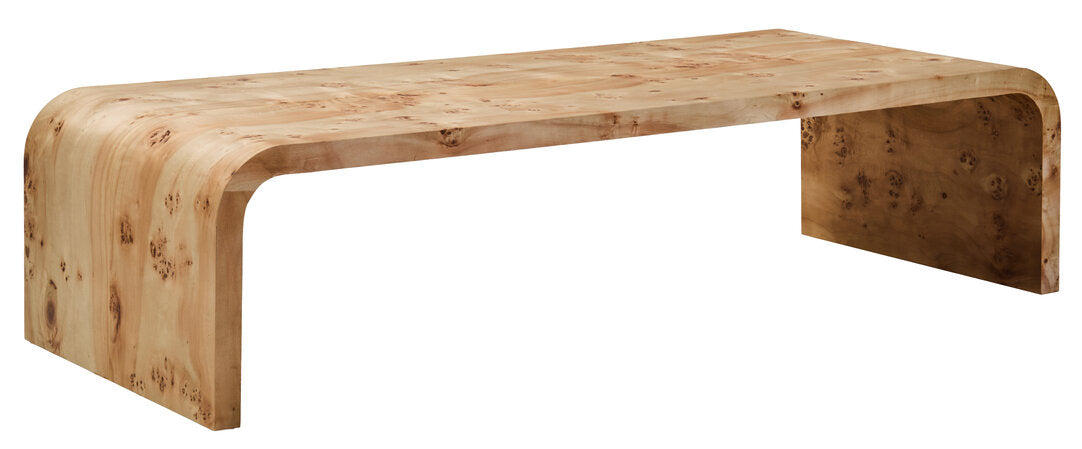 Sequoia Burl Wood Design Curved Coffee Table