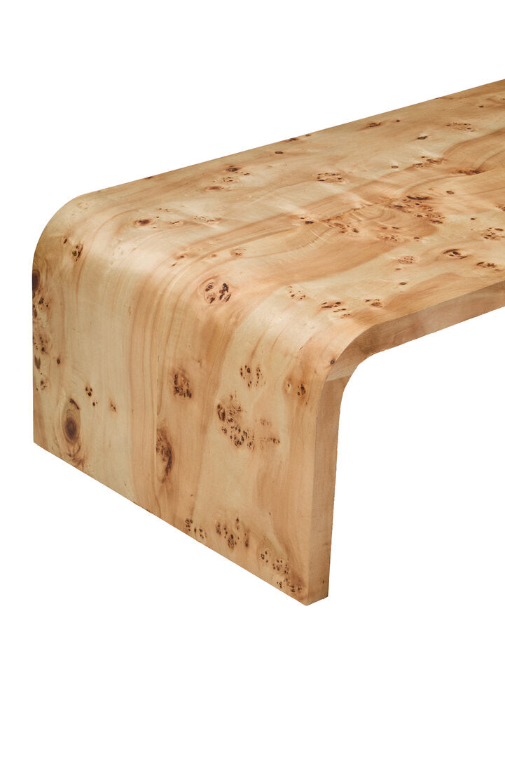 Sequoia Burl Wood Design Curved Coffee Table