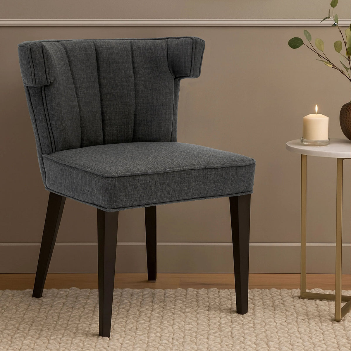Lumina Grey Fabric Dining Chair with Black Legs