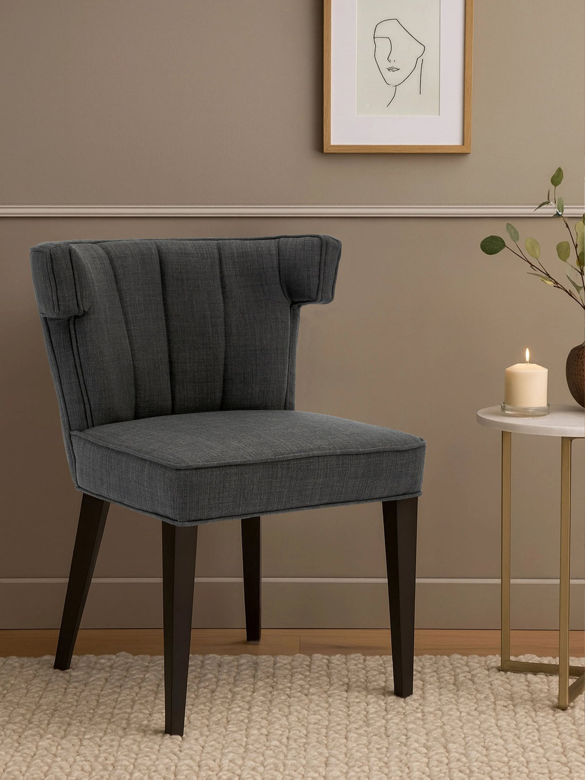 Lumina Grey Fabric Dining Chair with Black Legs