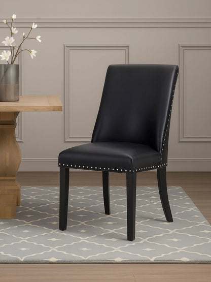 Rancher Black Leather Effect Dining Chair