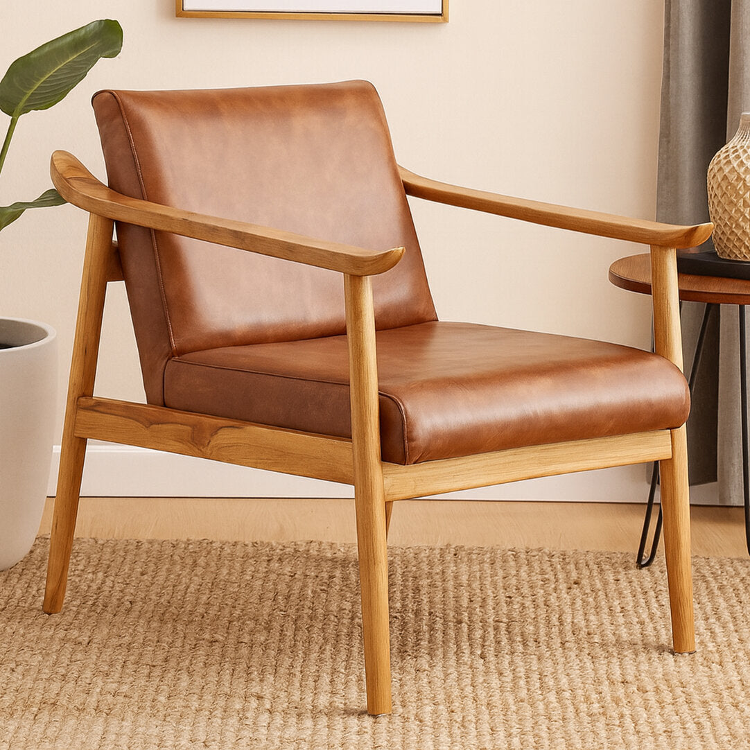 Sumatra Chair With Brown Plain Leather
