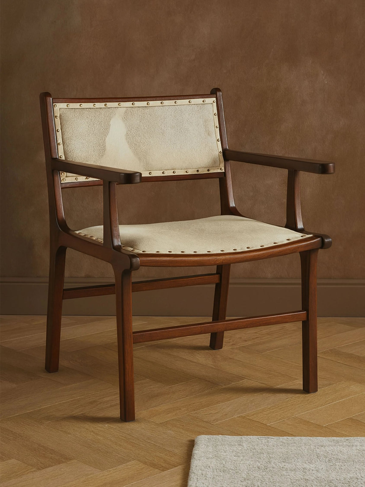 Sumatra Natural Hair on Leather and Teak Wood Dining Chair