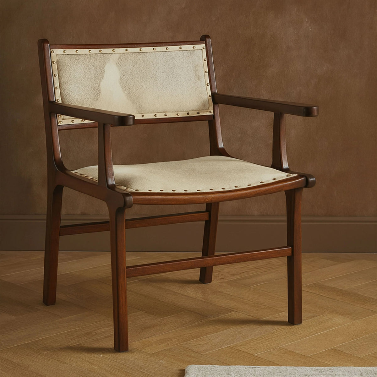 Sumatra Natural Hair on Leather and Teak Wood Dining Chair