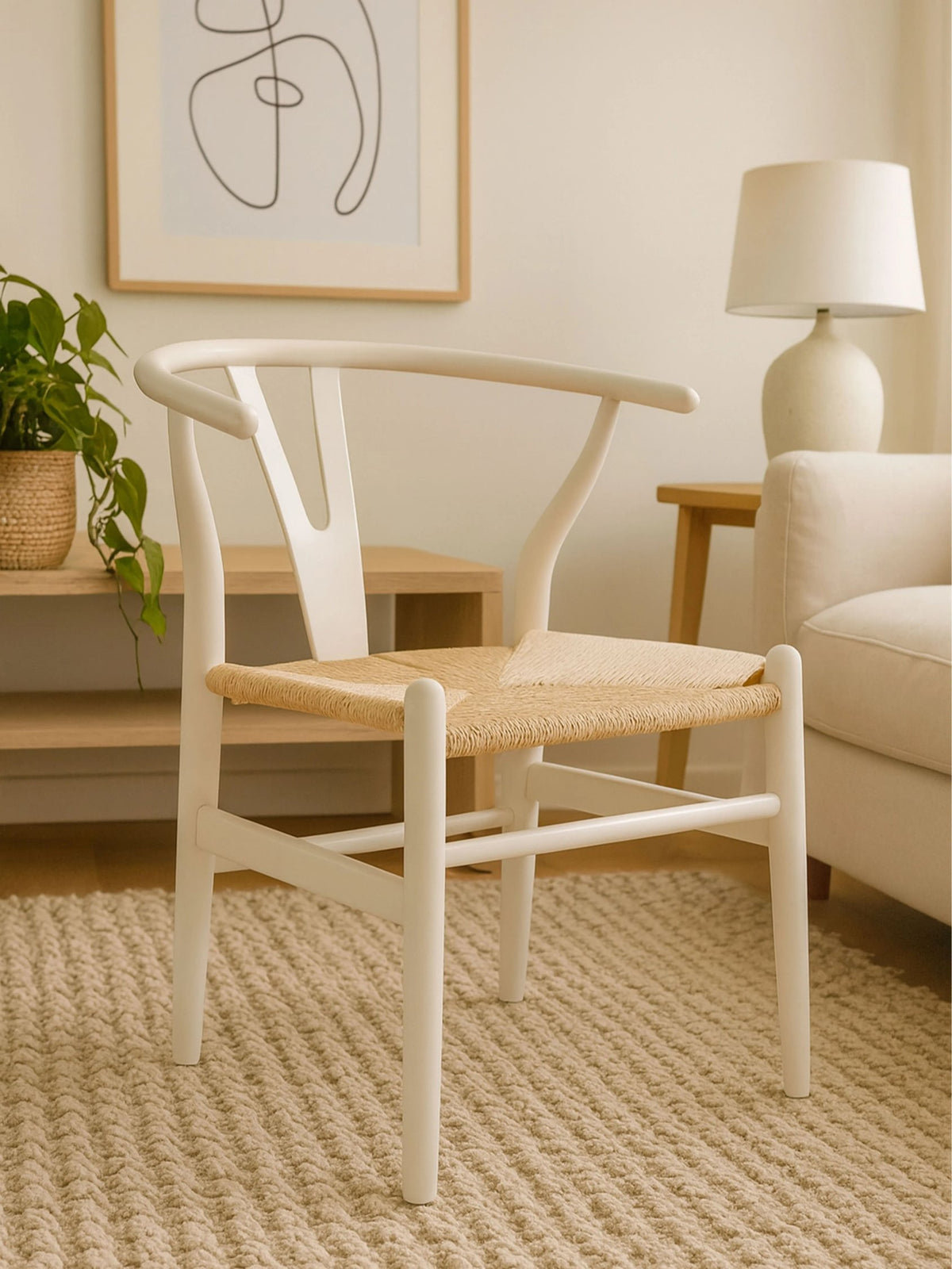 Bordeaux Antique White Finish Wishbone Chair