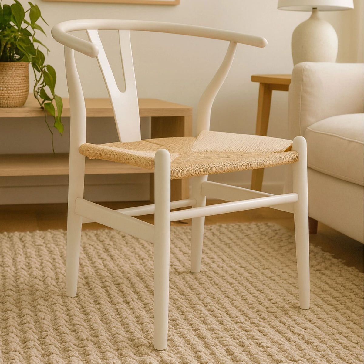 Bordeaux Antique White Finish Wishbone Chair