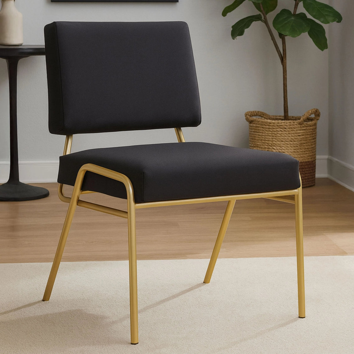 Lenora Black Linen Chair