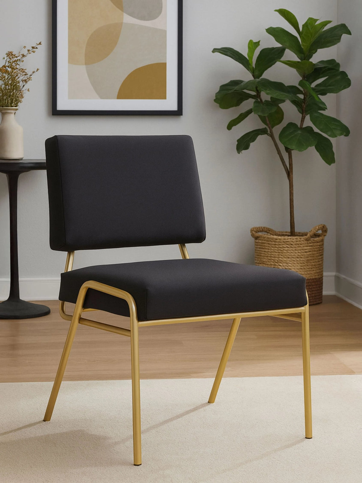 Lenora Black Linen Chair