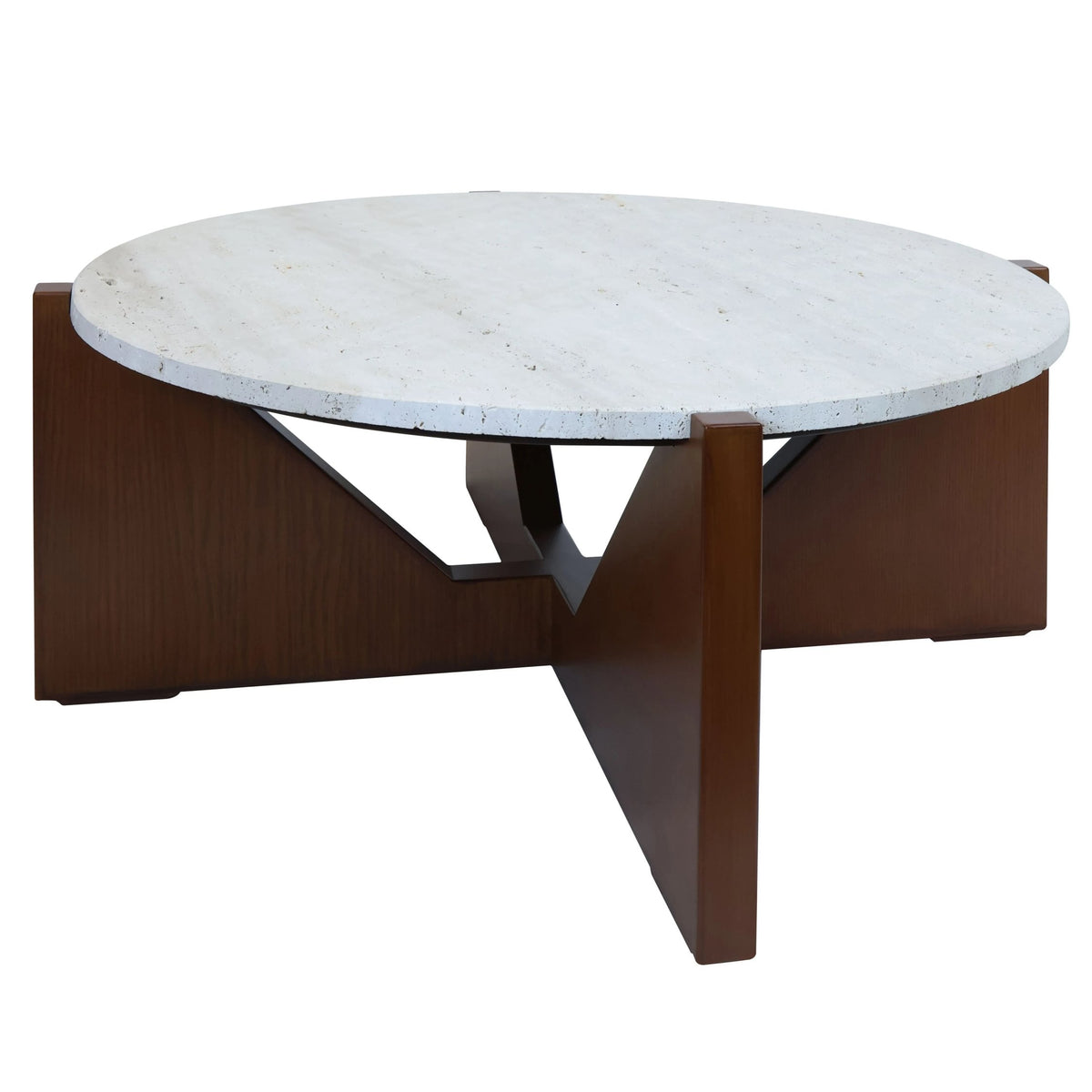 Travelle Travertine Top Coffee Table With Acacia Wood Frame