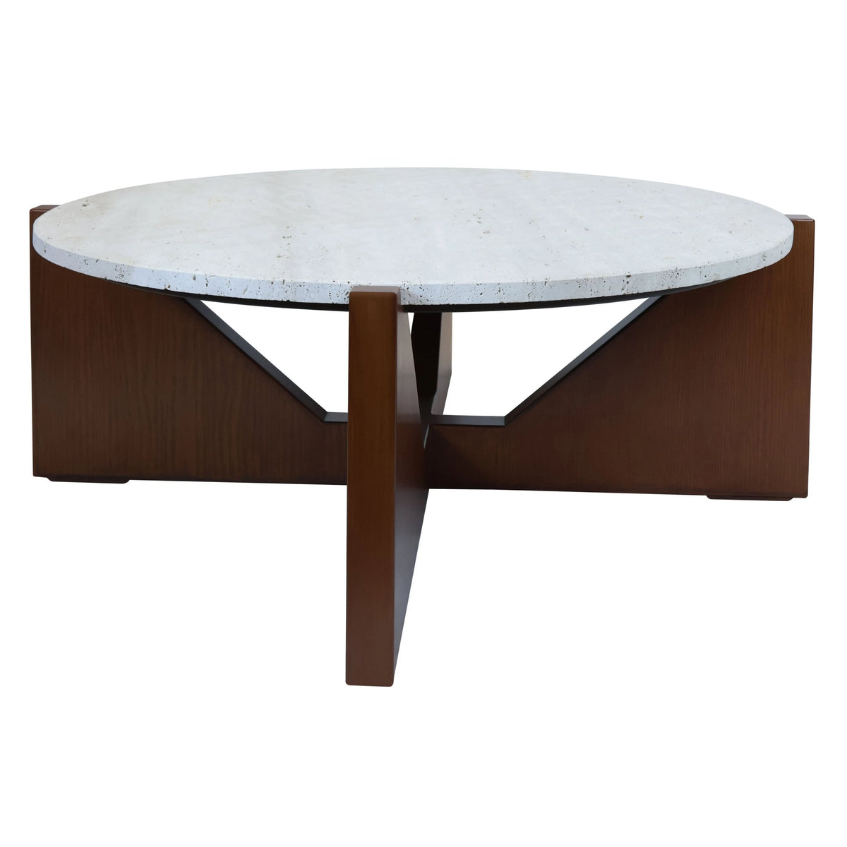 Travelle Travertine Top Coffee Table With Acacia Wood Frame