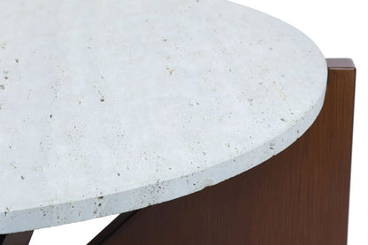 Travelle Travertine Top Coffee Table With Acacia Wood Frame