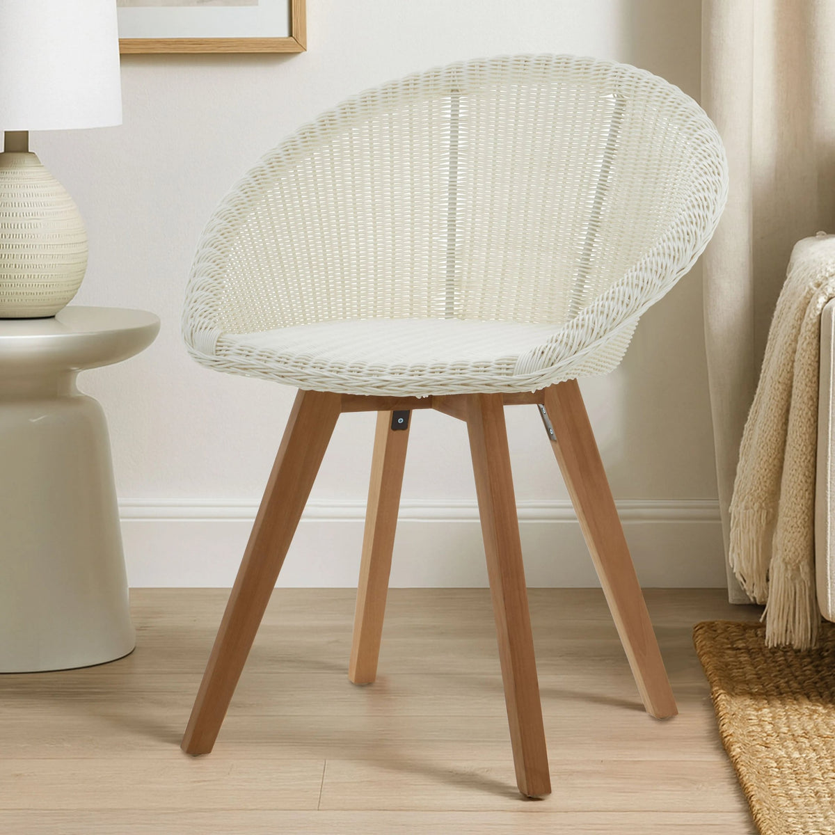 Java White Rattan Effect Dining Chair