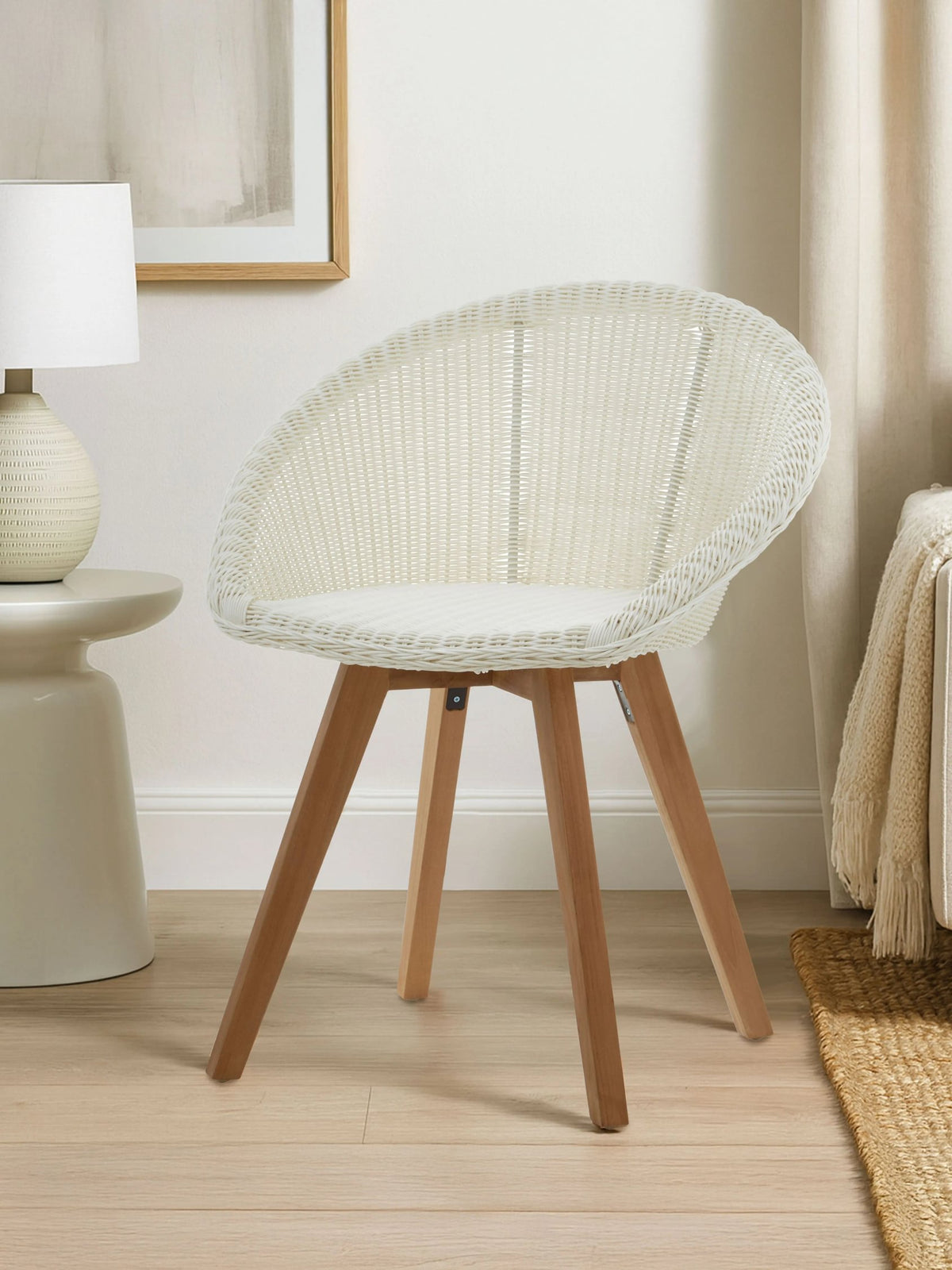 Java White Rattan Effect Dining Chair