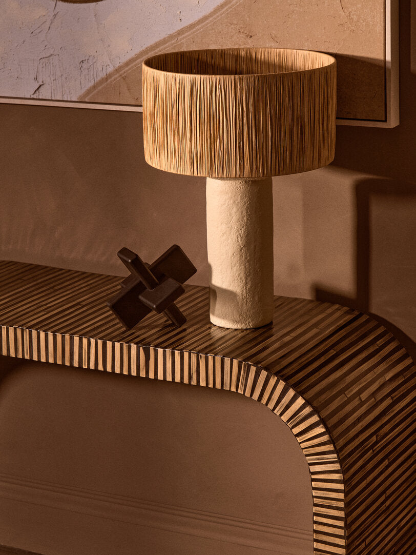 Grove Bamboo Inlay Curved Console Table