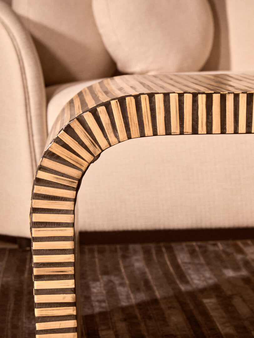 Grove Bamboo Inlay Curved Coffee Table