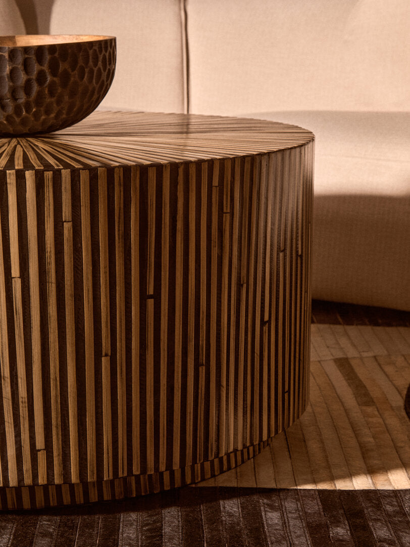 Grove Bamboo Inlay Round Coffee Table