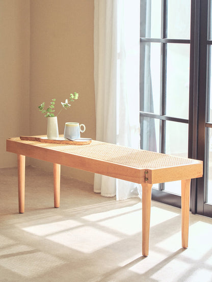Pacific Natural Cane and Beech Wood Bench