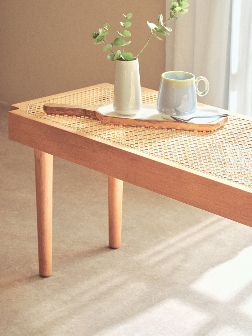 Pacific Natural Cane and Beech Wood Bench