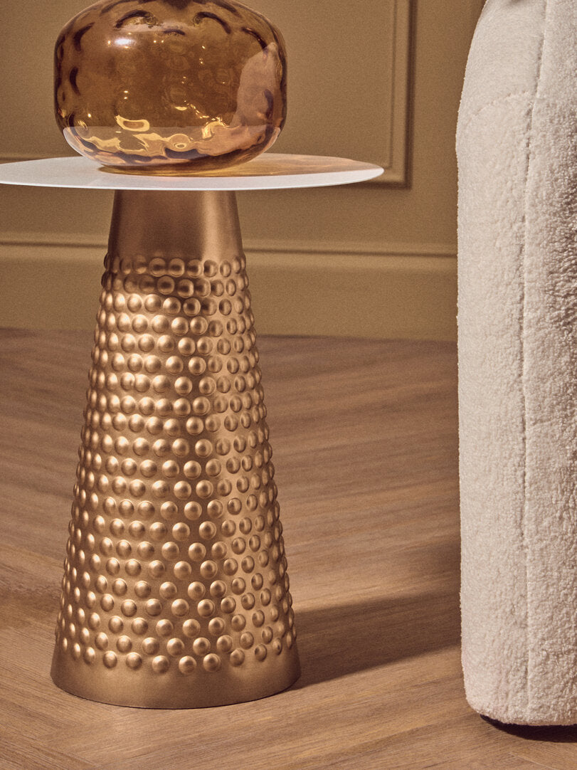 Asya White Top Gold Base Side Table