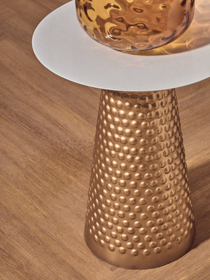 Asya White Top Gold Base Side Table
