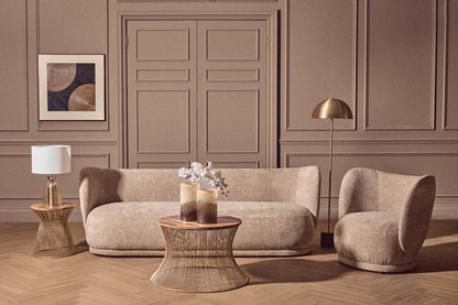 Hamptons Deep Stone Chenille Curved Three Seater Sofa