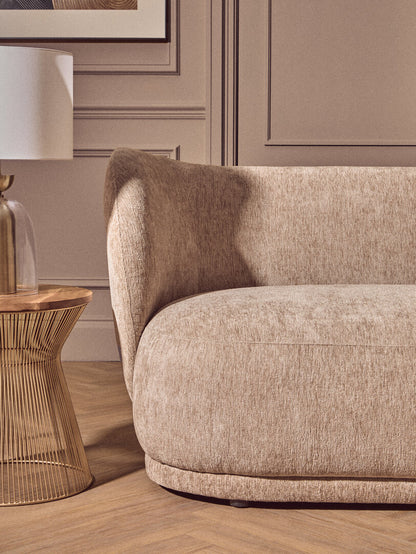 Hamptons Deep Stone Chenille Curved Three Seater Sofa