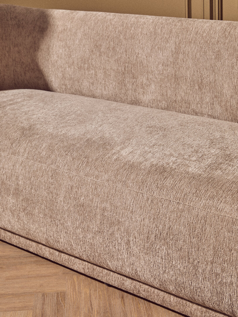 Hamptons Deep Stone Chenille Curved Three Seater Sofa