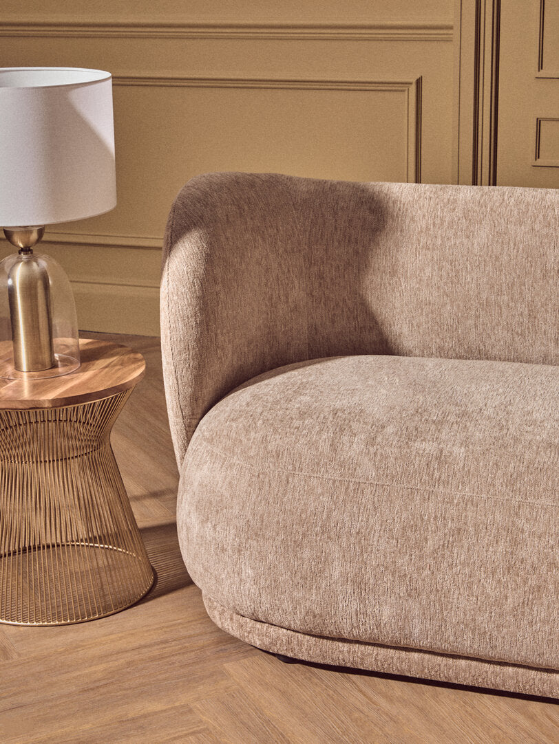 Hamptons Deep Stone Chenille Curved Three Seater Sofa