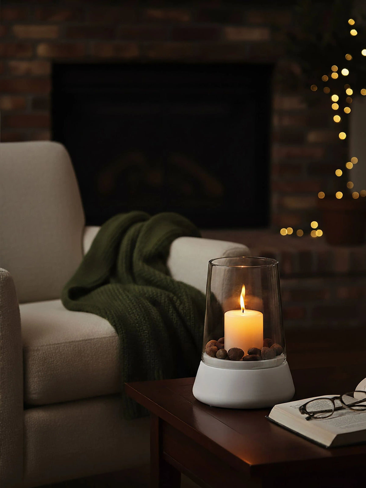 Lanterra Hurricane Candle Holder with Marble Base