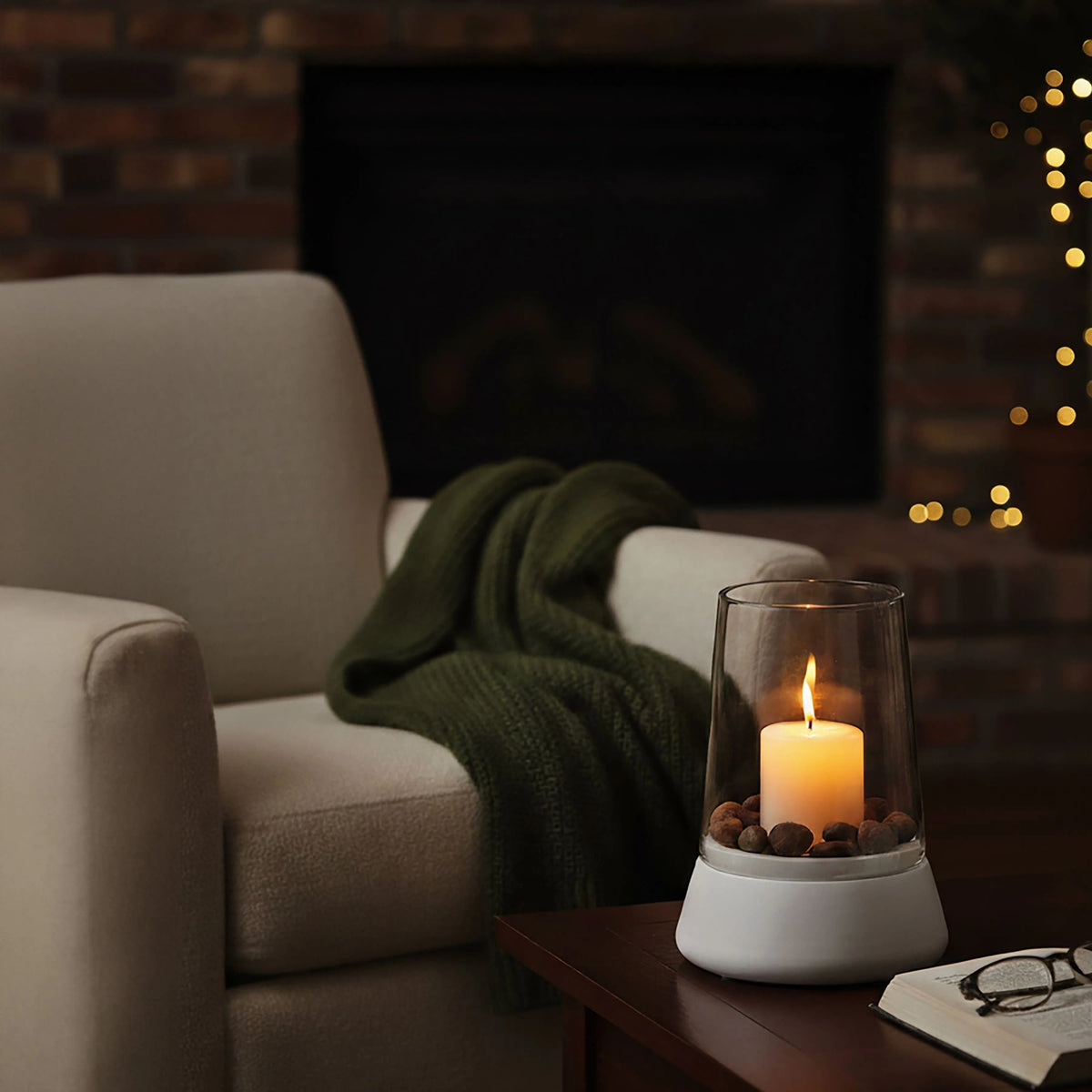 Lanterra Hurricane Candle Holder with Marble Base