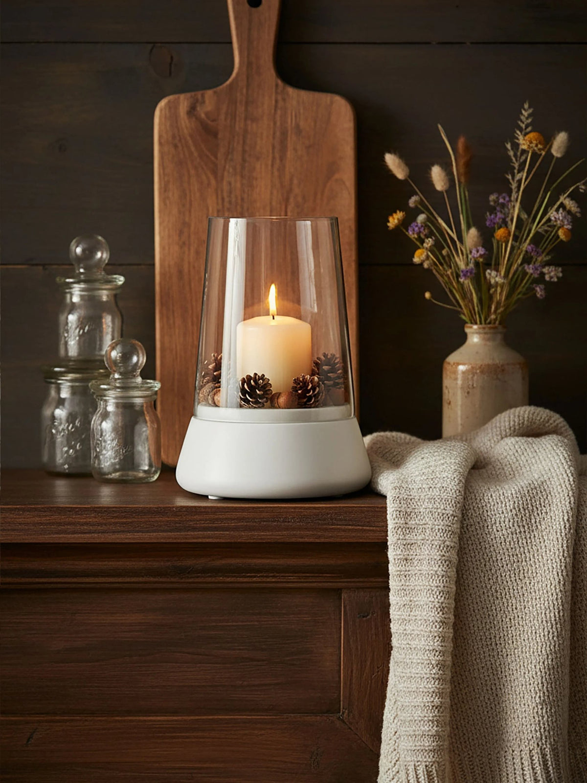 Lanterra Hurricane Candle Holder with Marble Base