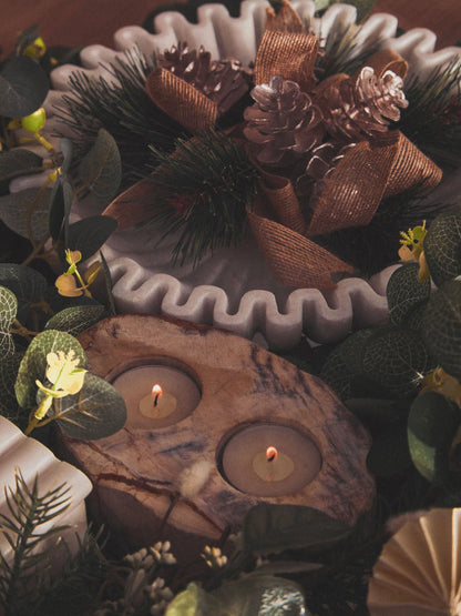Artifact Petrified Wood Double Candle Holder