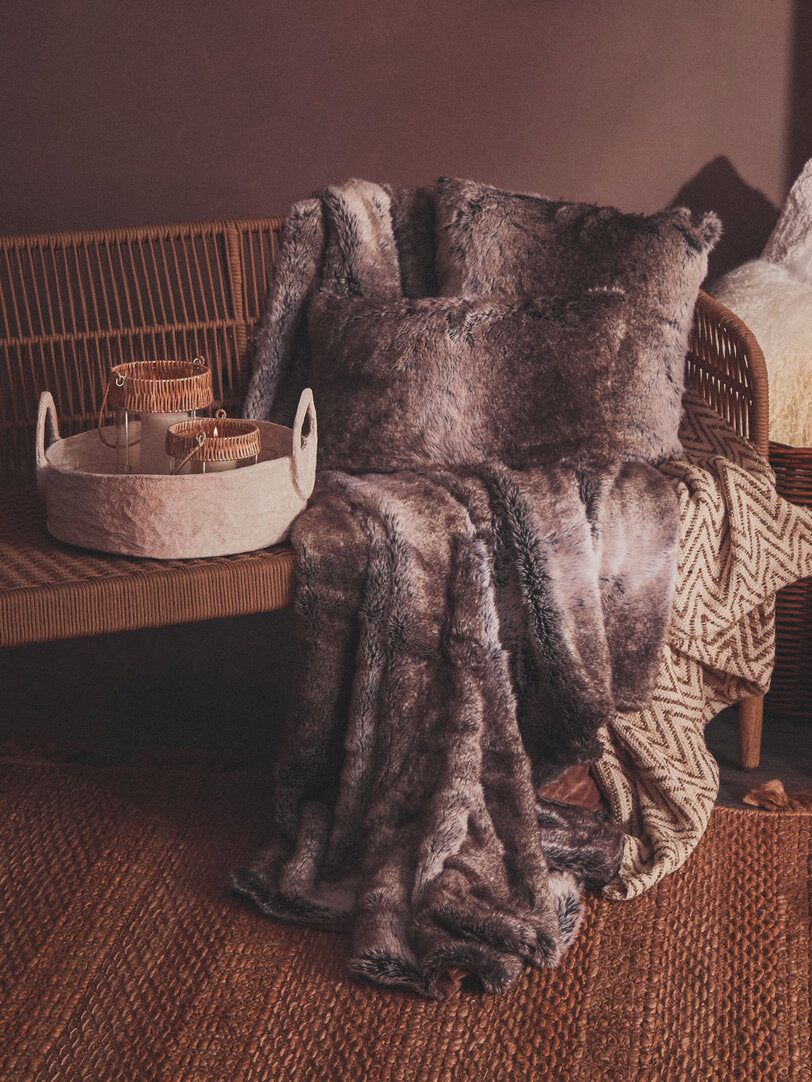 Folia Mocha Ombre Rectangular Fur Cushion