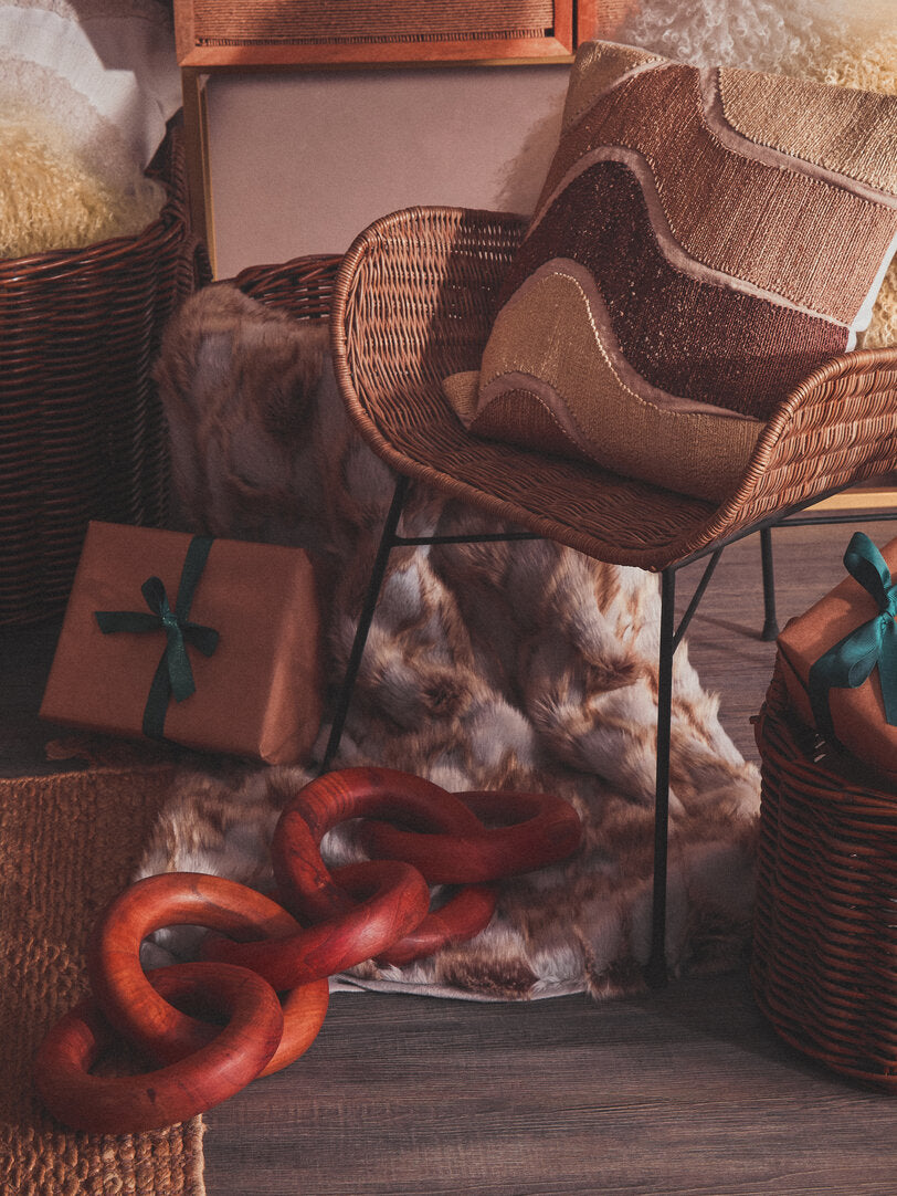 Folia Grey And Natural Fur Throw