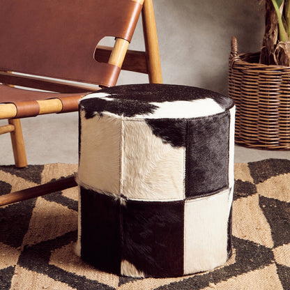 Chelsea Townhouse Black And White Cowhide Stool