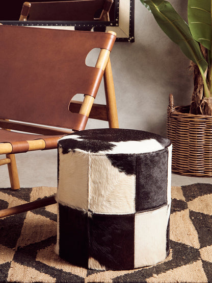 Chelsea Townhouse Black And White Cowhide Stool