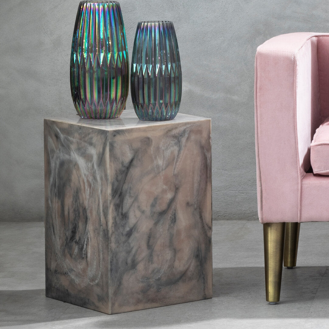 Blush Marble Effect Side Table and Stool