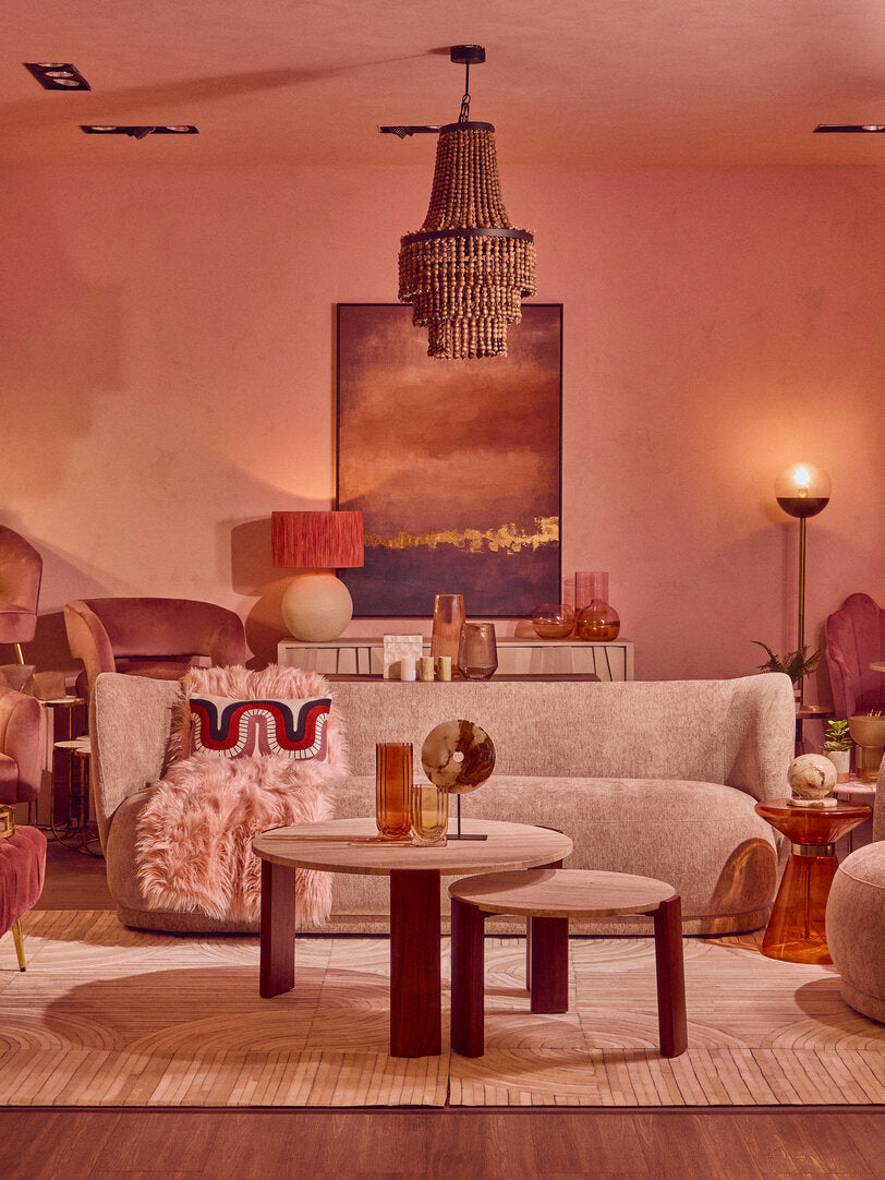 Hamptons Deep Stone Chenille Curved Three Seater Sofa