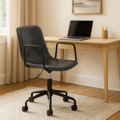 Vantage Grey Leather Effect Home Office Chair