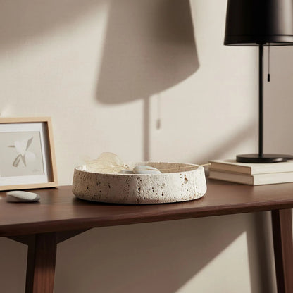 Roman Travertine Bowl with Raised Edges