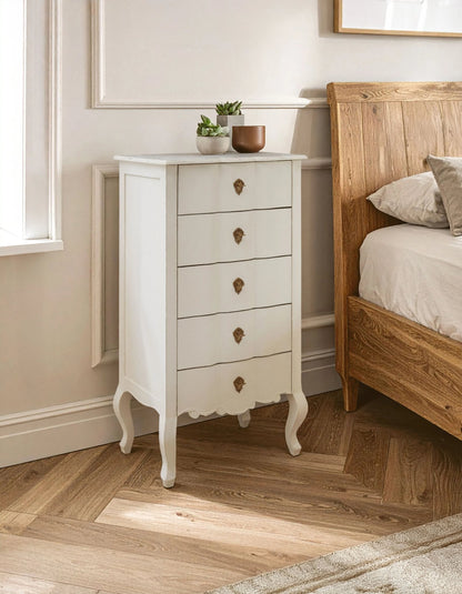 Seine White Chest of 5 Drawers