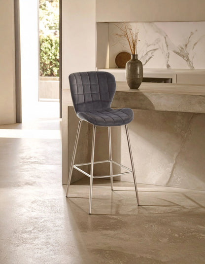 Warwick Grey Velvet Bar Chair