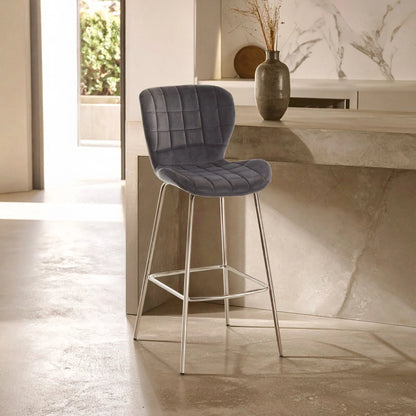 Warwick Grey Velvet Bar Chair
